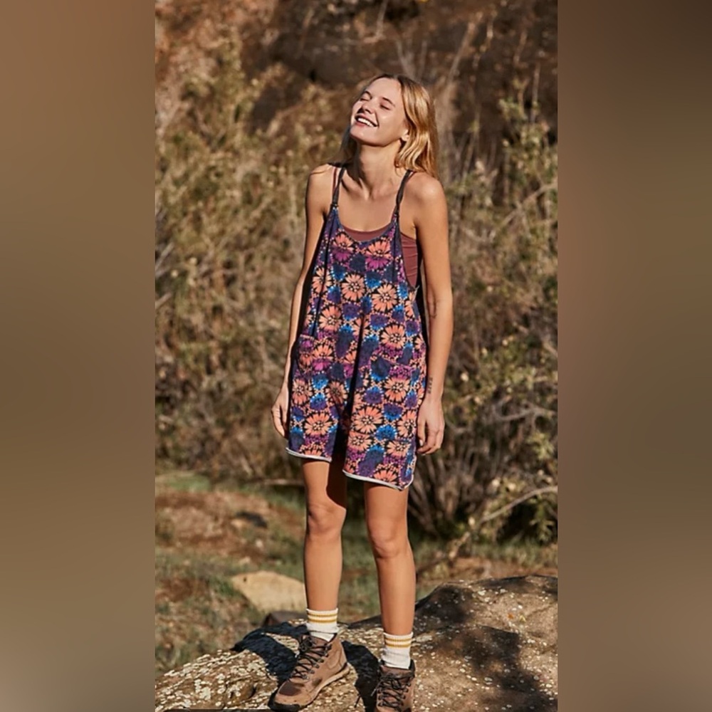 FP Movement by Free People Floral Jumpsuit - Purple and Orange